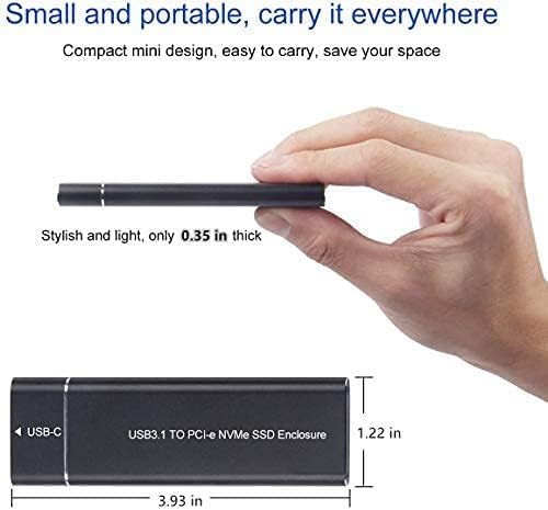 External NVMe + NGFF M.2 Sata SSD Enclosure USB 3.1 GEN 2 Type-c Port 10 Gbps, Sizes of 2230/2242/2260/2280mm 2TB M-Key B+M Key for Laptop,Computer & Desktop