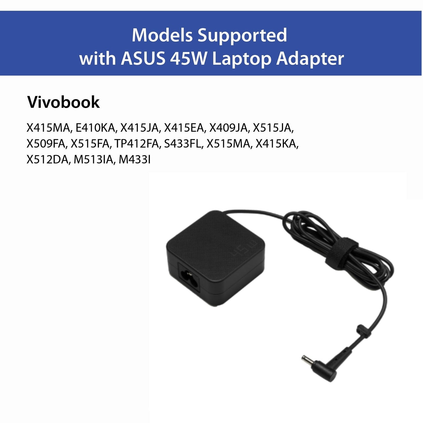 (Refurbished) Asus 45W 19V 2.37A Adapter Laptop Charger (Pin Size: 4.0 mm X 1.35 mm)- Power Cable Included