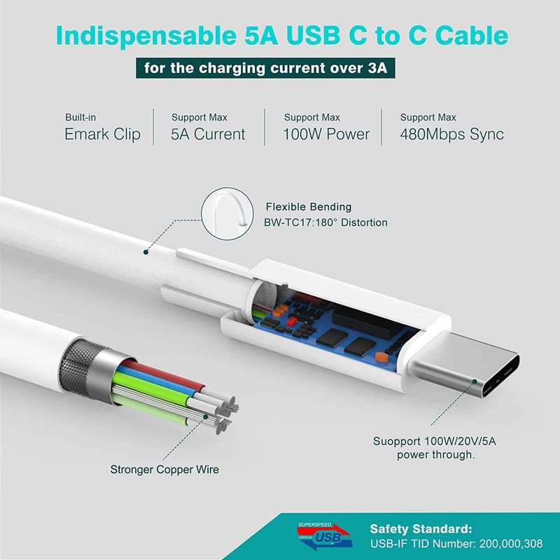 Compatible Apple 61W USB-C Macbook Adapter Charger for MacBook Pro 13 Inch/12 Inch/14 Inch MacBook Air/iPad Pro/Type C Laptop