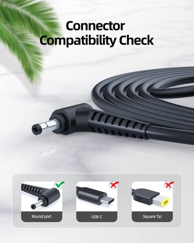 OEM Lenovo 65W Power Adapter 20V 3.25A for Lenovo IdeaPad Laptop (4.0 mm*1.7 mm)- Power Cable Included