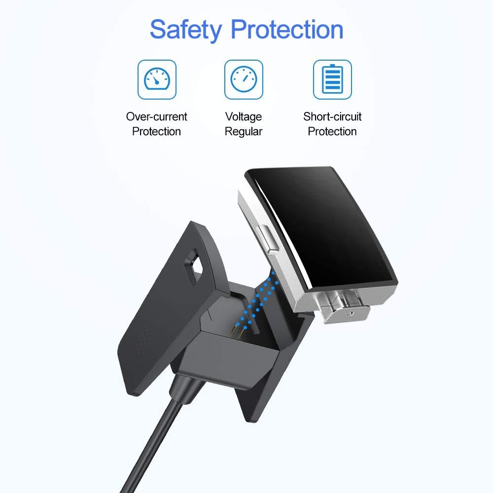 Hi-Lite Essentials USB Charger Dock Cable Compatible With Fitbit Charge 2 / Charge 2 Hr And Charging Adapter - Black