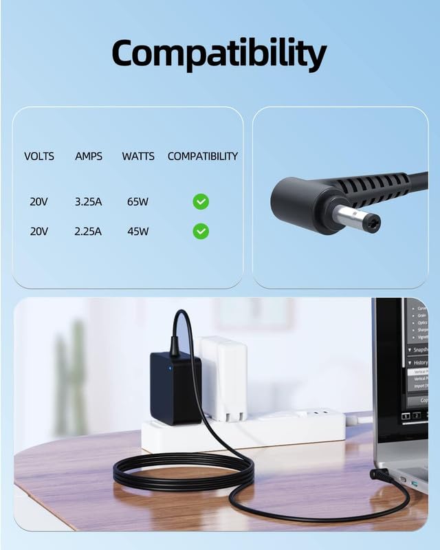 Compatible Acer 45W Power Adapter for Acer One 14 z2 493, AL15-51 Laptop (4.8 mm*1.7 mm)- Power Cable Included