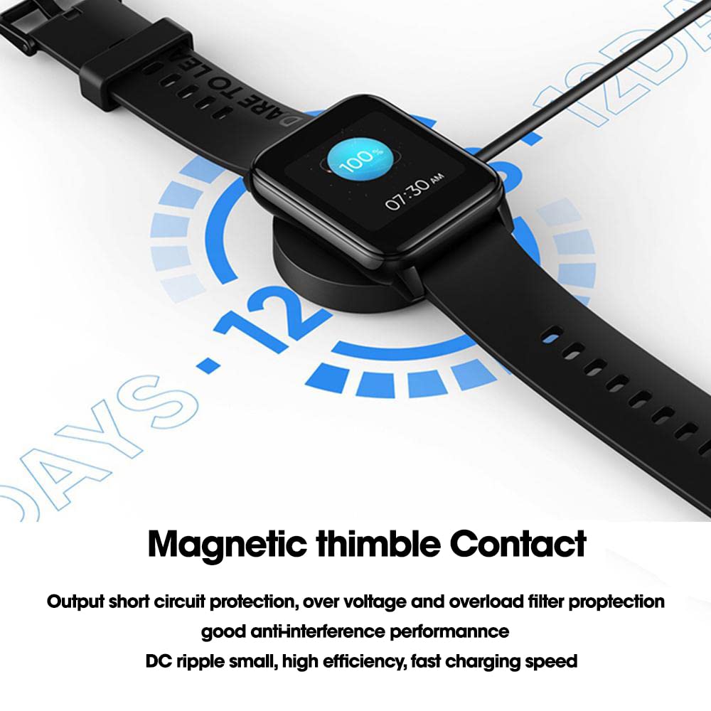 Hi-Lite Essentials Charging Dock Cable Compatible with Realme Watch 2 / Realme Watch 2 Pro, USB Cable, Magnetic Charger - Black