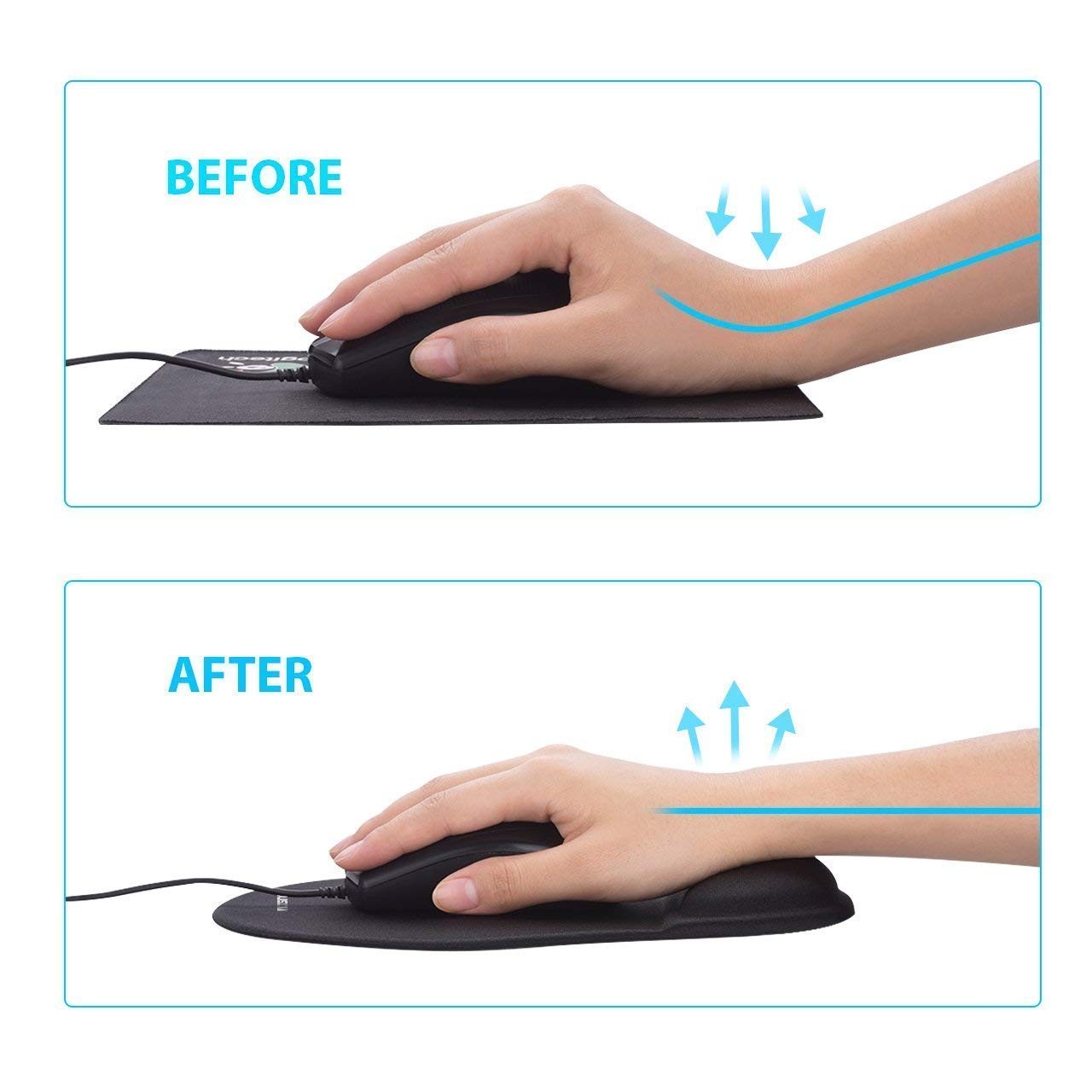 Hi-Lite Essentials Gel Mouse Pad, Ergonomic Mouse Pad with Gel Wrist Rest Support, Gaming Mouse Pad