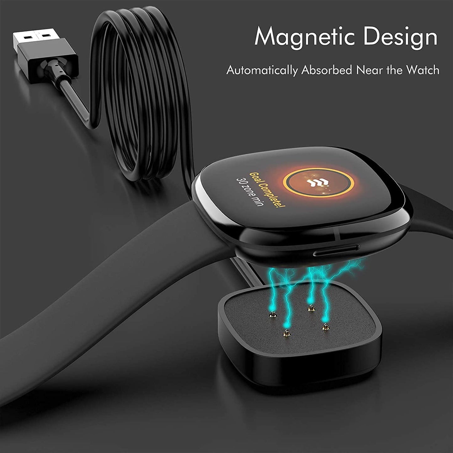 Hi-Lite Essentials Charger Dock Cable Compatible with Fitbit Sense/Versa 3 - Black