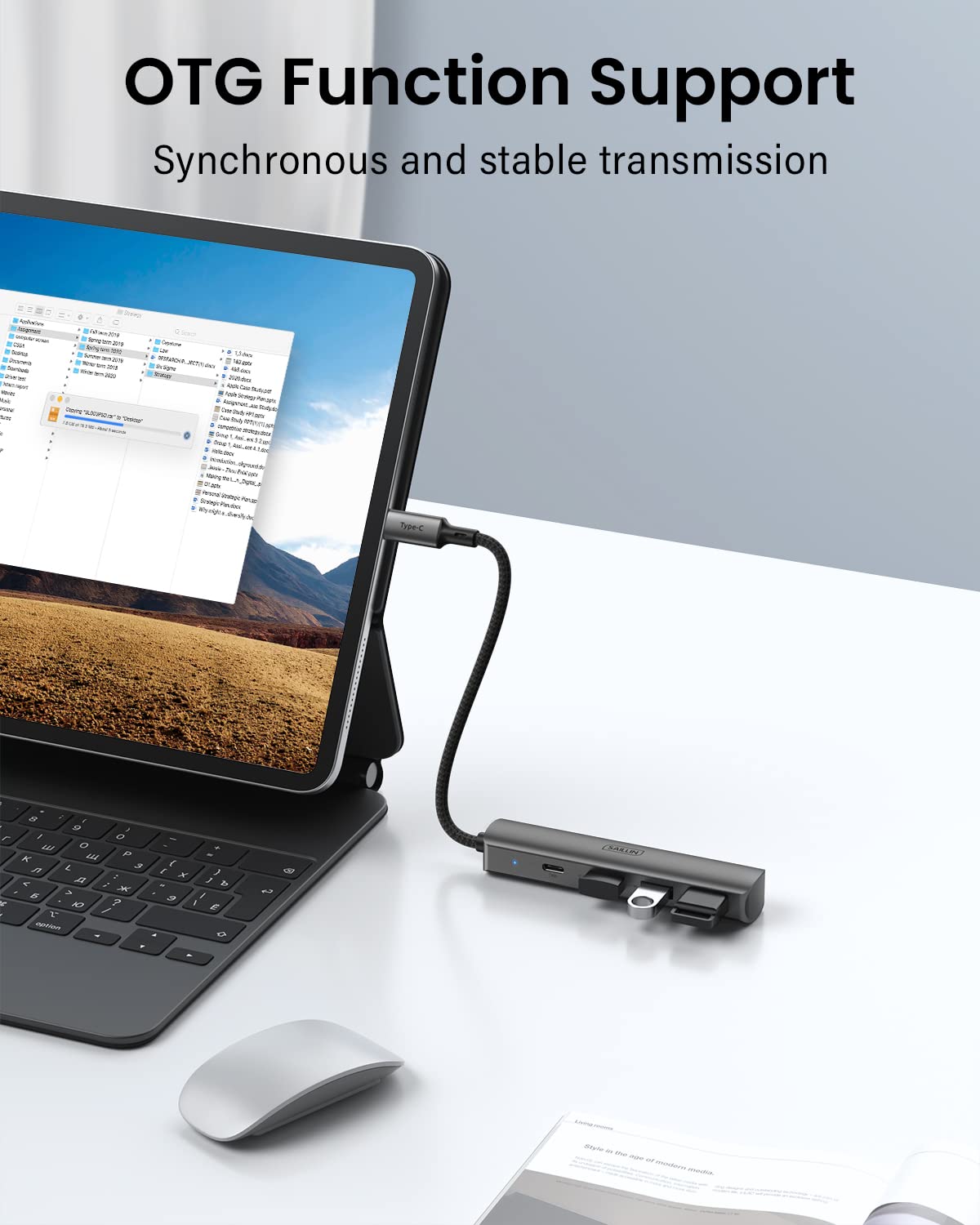 USB C Hub, SAILLIN 4 in 1 USB C Multiport Adapter Hub with 3 USB 3.0 Port, 100W Power Delivery, Aluminum Shell USB C/Thunderbolt 3 to USB 3.0 Adapter for MacBook Pro/Air, iPad Pro, XPS, and More