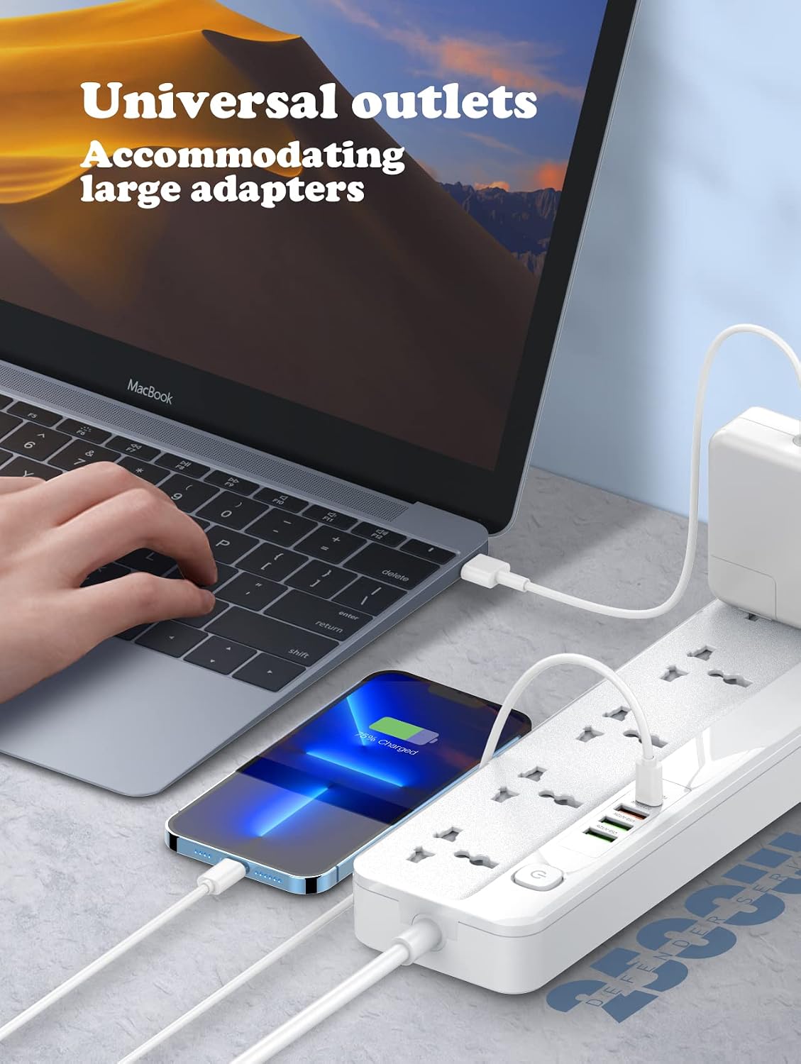 LDNIO SC5415 Defender Series 2500W 5 Sockets with Independent Switch 3.4A 4 USB Port Multifunction Power Surge Protector, Length 2Mtr (White)