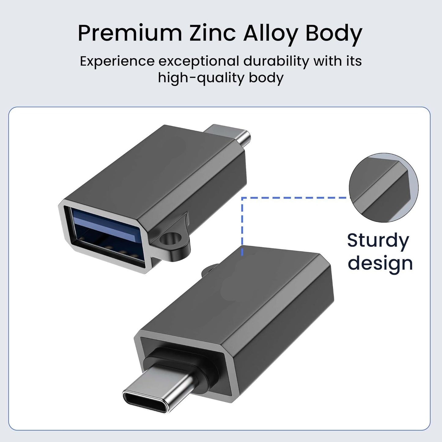 USB 3.0 to Type C OTG Adapter, with Thunderbolt to USB to Adapter, 10Gbps High Speed Data Transfer, Compatible with for All Type C Devices Smartphone, Laptops, Tablets, Chargers, MacBook