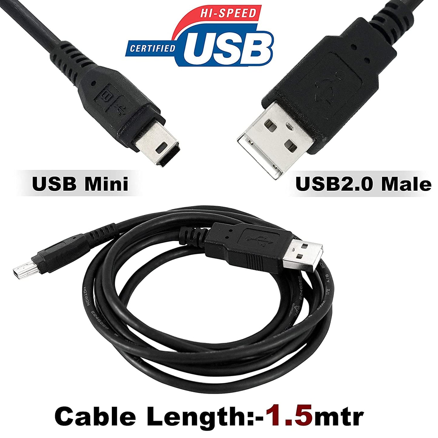 Hi-Lite Essentials V3 Mini USB Charging/Sync Cable for Hard disk, DVD Writers and other electronic Equipments (Not supported for Sony digital camera))