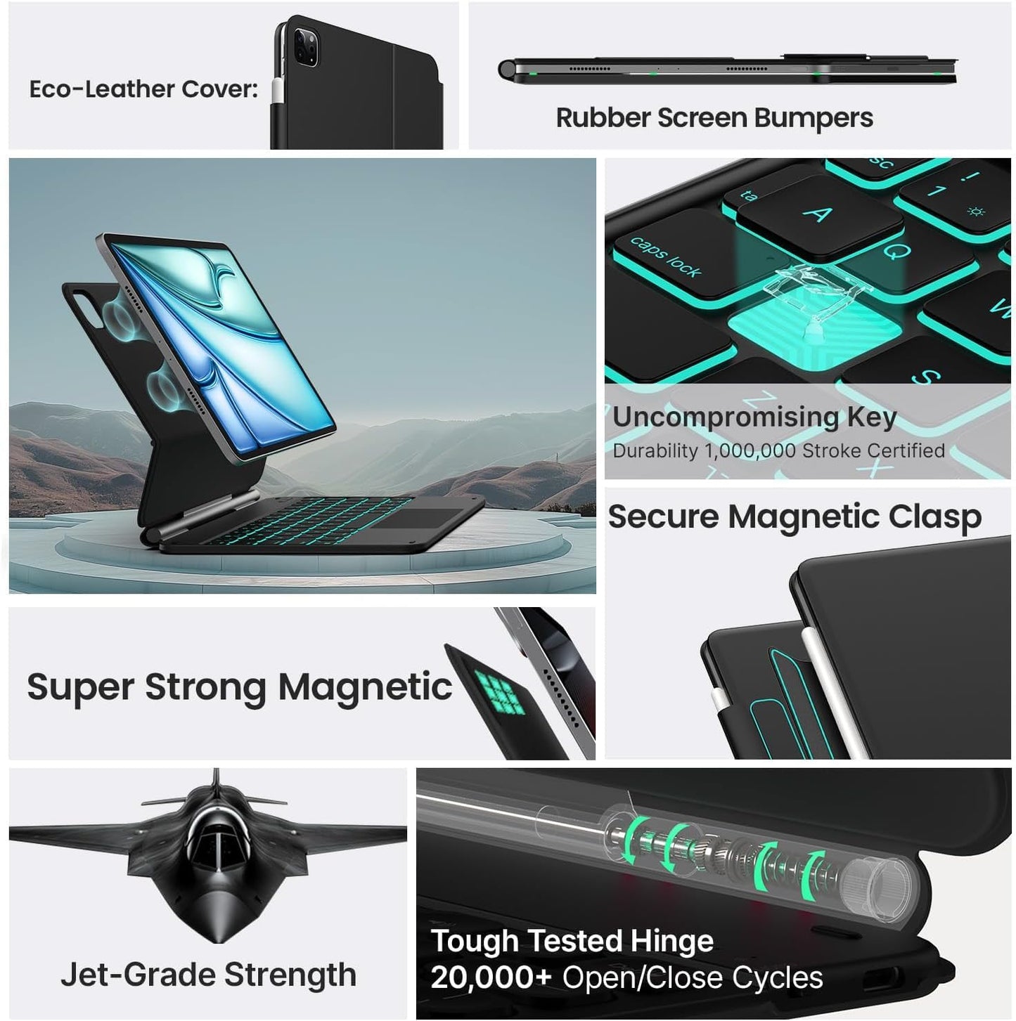 Smart Wireless Keyboard Case for iPad A16 11th Gen and 10th Gen, 11-Color Backlit, Gesture Touchpad, Magic Style Floating Cantilever Magnetic Keyboard (NOT FIT to Air 11/5th/4th/Pro 11)