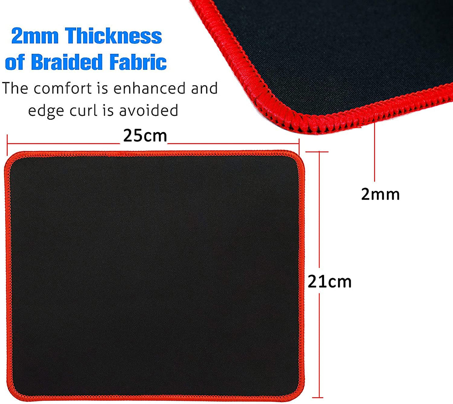 Hi-Lite Essentials Non-Slip Rubber Base Mouse Pad with Anti-fray Stitched Embroidery Edges for Laptop PC (Pack of 1)