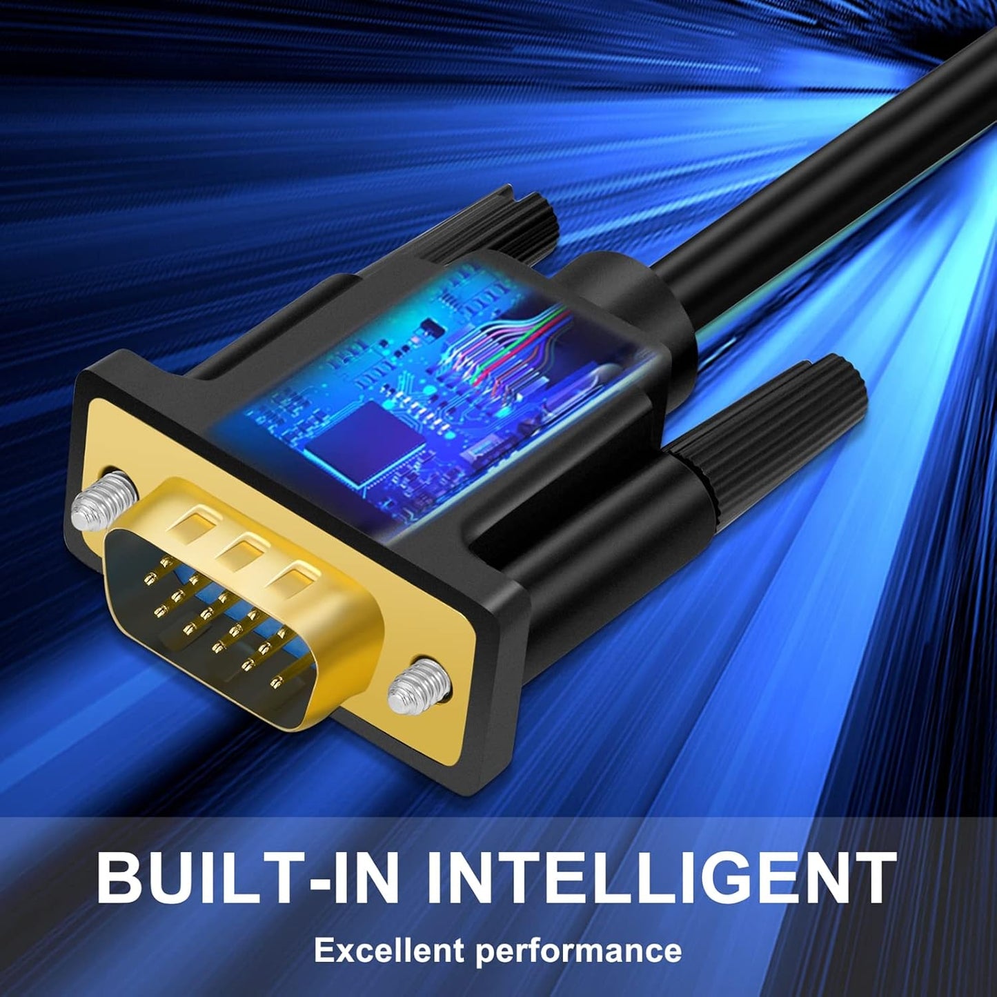 HDMI to VGA Cable 1.5M, Unidirectional Video Adapter (Male to Male) Compatible for Raspberry Pi, Roku,Computer, Desktop, Laptop, PC, Monitor, Projector, HDTV