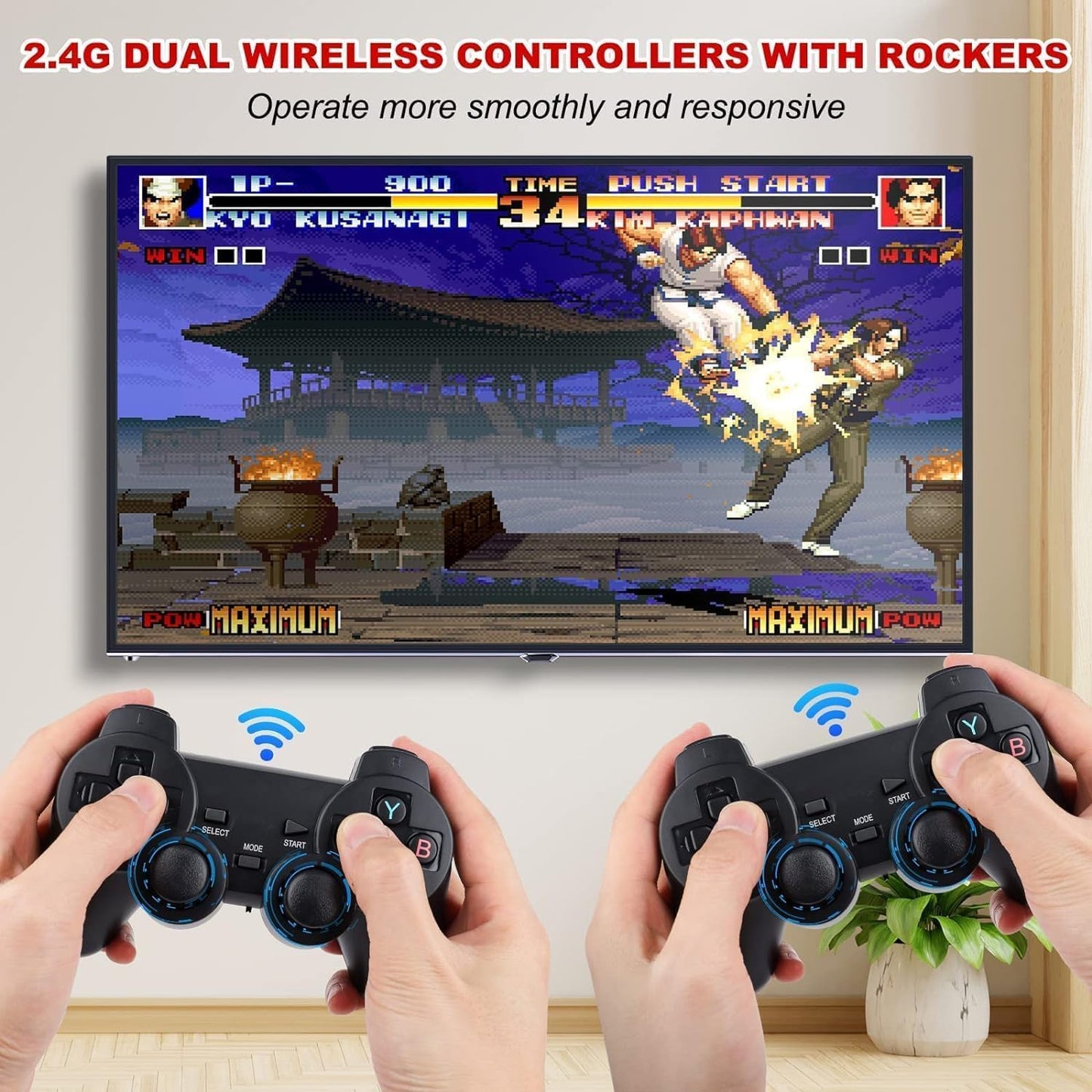 Retro Game Stick Lite with Preloaded 20000+ Games, 9 Emulators, Dual Wireless Controllers, Retro Gaming Console Plug & Play