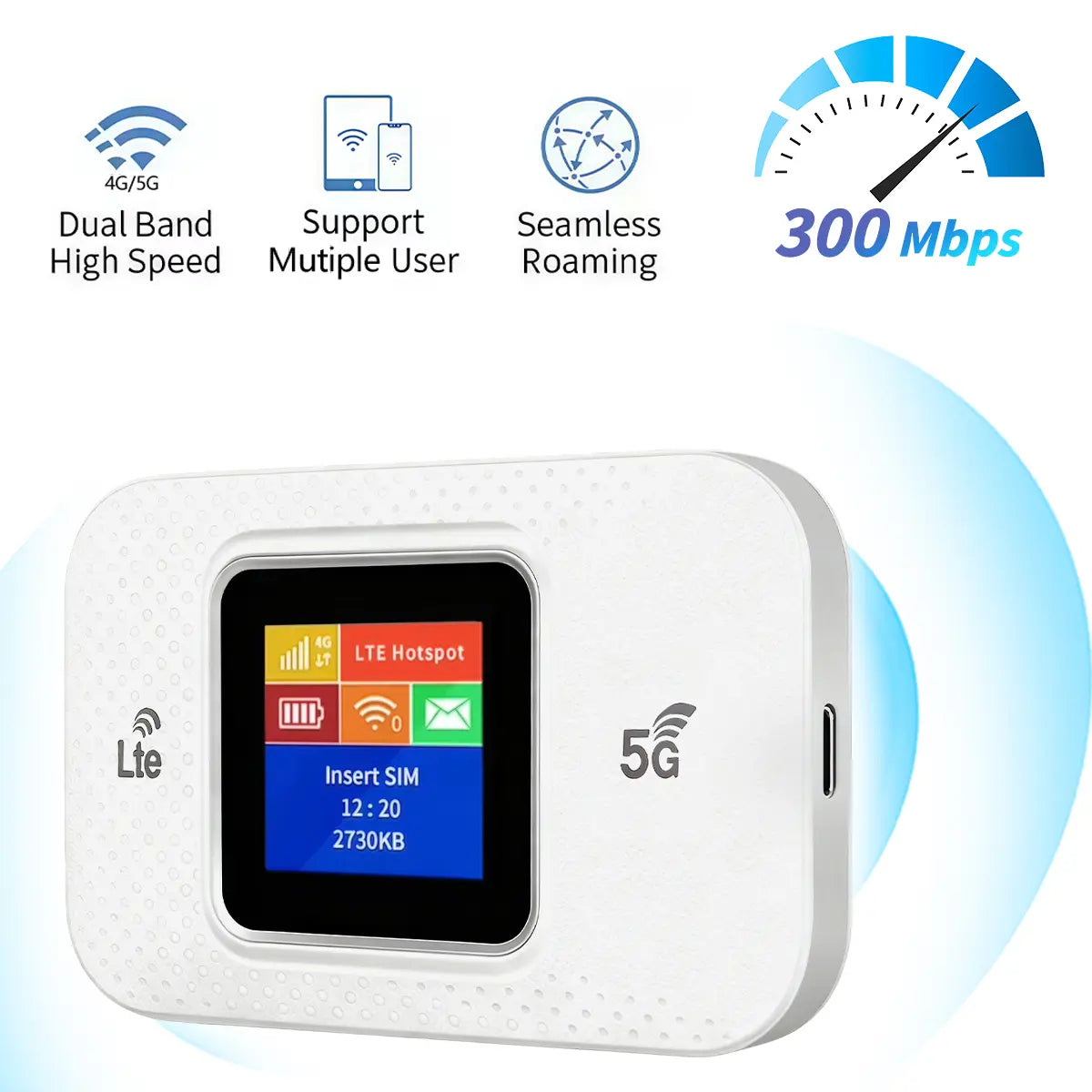 Wireless 4G/ 5G LTE Hotspot | 5G Pocket Router | 3000 mAh Battery (12 Hrs) | All Sim Supported