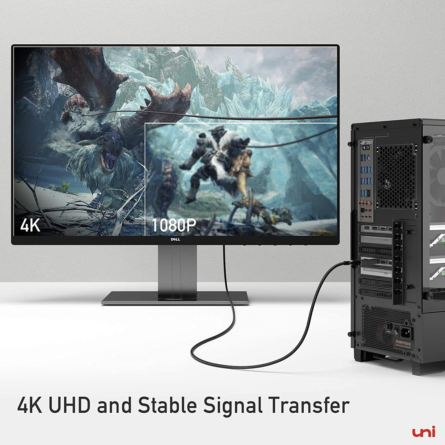Uni DisplayPort to HDMI adapter, 4K UHD DP to HDMI converter