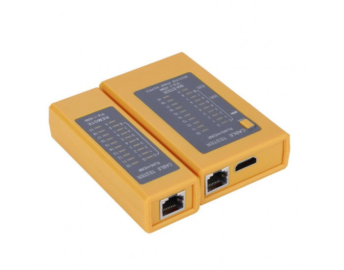 HDMI+RJ45 Cable Tester, High Definition 2-IN-1 HDMI & RJ45 Digital Tester Checker for Lan Cable Detector, Saffron