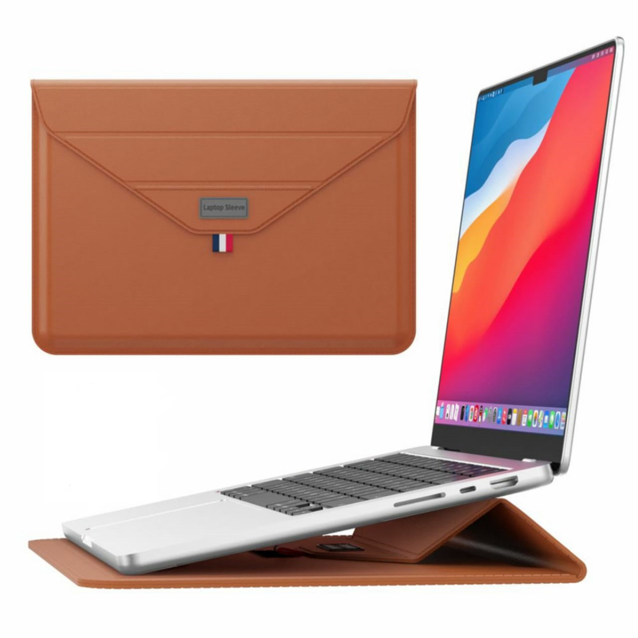 (Tan) Laptop Sleeve with Case Stand Feature Compatible with MacBook 13 inch 14 inch All Models