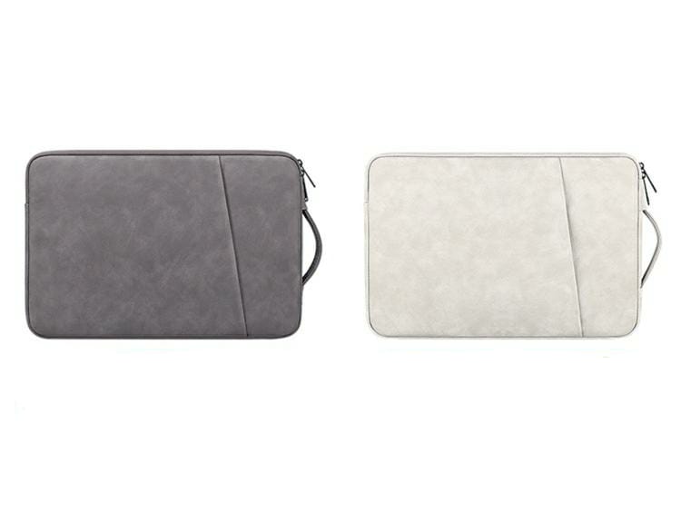 PU Leather Lightweight Zipper Bag For 15 inch Laptops - Off White