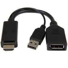 Hi-Lite Essentials 4K 30Hz HDMI to DisplayPort Video Adapter w/ USB Power - 6 in - HDMI 1.4 (Male) to DP 1.2 (Female) Active Monitor Converter (HD2DP)