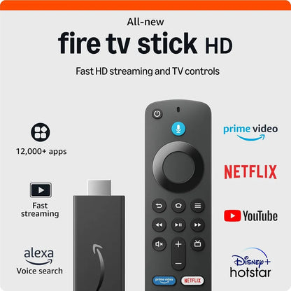 (Newest model) Amazon Fire TV Stick HD Streaming Device with Alexa Voice Search (Dolby Atmos, HDR10+, Dual-Antenna Wi-Fi, Black)