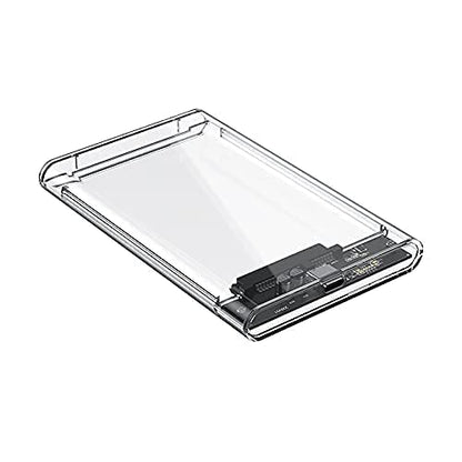 External Portable Type C to SATA Transparent Hard Drive Enclosure for 2.5 Inch SATA HDD/SSD below 9.5mm Thickness, Supports UASP SATA III, Max 6TB, Tool-Free Design