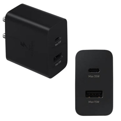 Samsung Imported 35W Power Dual Port Adapter USB-C & USB-A Super Fast Charger Compatible with Galaxy S23/S23 Ultra,S22,S21,S21 Fe 5G,Z Fold 5/4/3,Flip 5/4/3