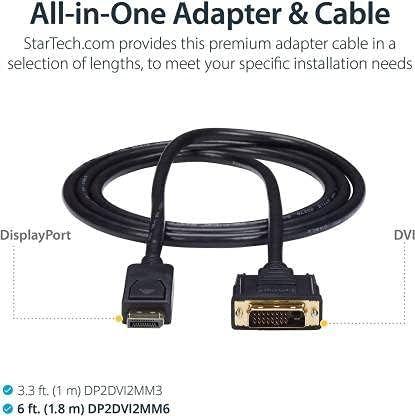 Hi-Lite Essentials Active DisplayPort to DVI Cable, 6FT Displayport To DVI Cable Adapter, DP to DVI 24+1 Connector (Not HDMI To DVI) 1.5 m DVI Cable