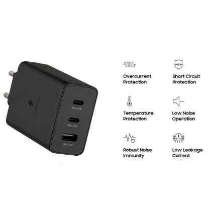 Samsung Imported 65W Trio Multi Port Fast Charging Adapter Compatible with Samsung S23 Ultra,S23 Plus,S23,S22 Ultra,S22 Plus,S22,S21 Ultra,Z Fold 1,2,3,4,5,Z Flip 1,2,3,4,5 (65 Watt Only Adapter)