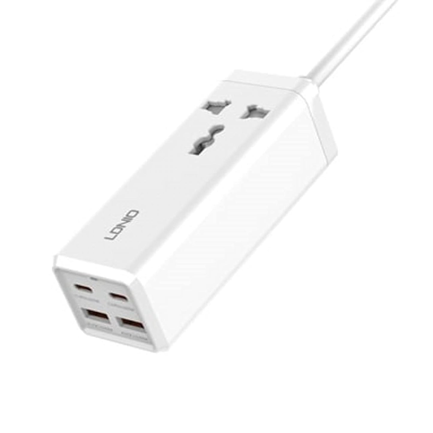 LDNIO 65W Pd Adapter Multifunctional 250 Volts Charger Power Strip - Charge Your Devices Quickly With Usb Ports, Type C, And 200Cm Extension Socket.