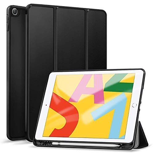 Smart Flexible Trifold Flip Stand Case Cover with Pencil Holder for New iPad 9.7 inch 2018/2017 6th/5th Generation - Black