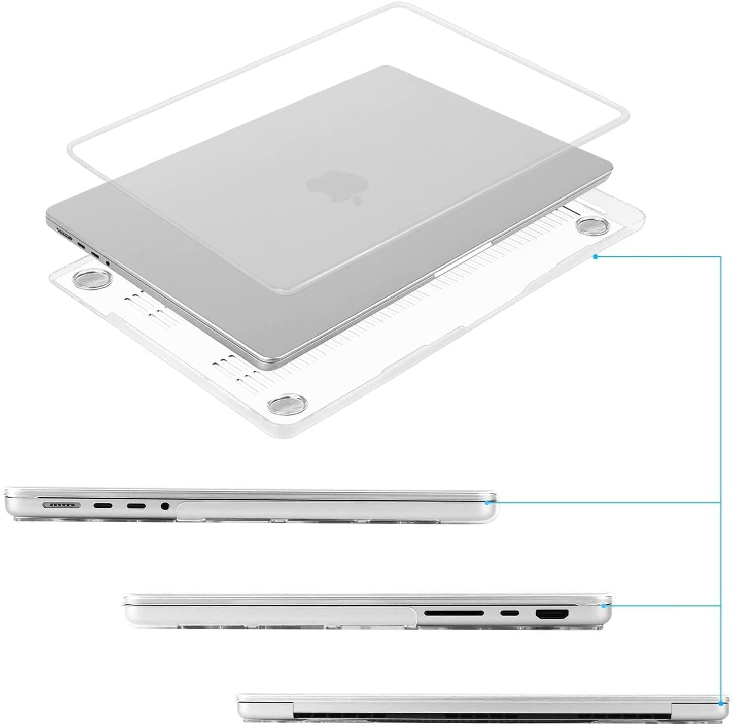 Transparent Hard Shell Case Compatible with MacBook Pro 14 inch Case 2023 2022 2021 Release M3 A2918 A2992 M2 A2779 M1 A2442 Pro Max Chip