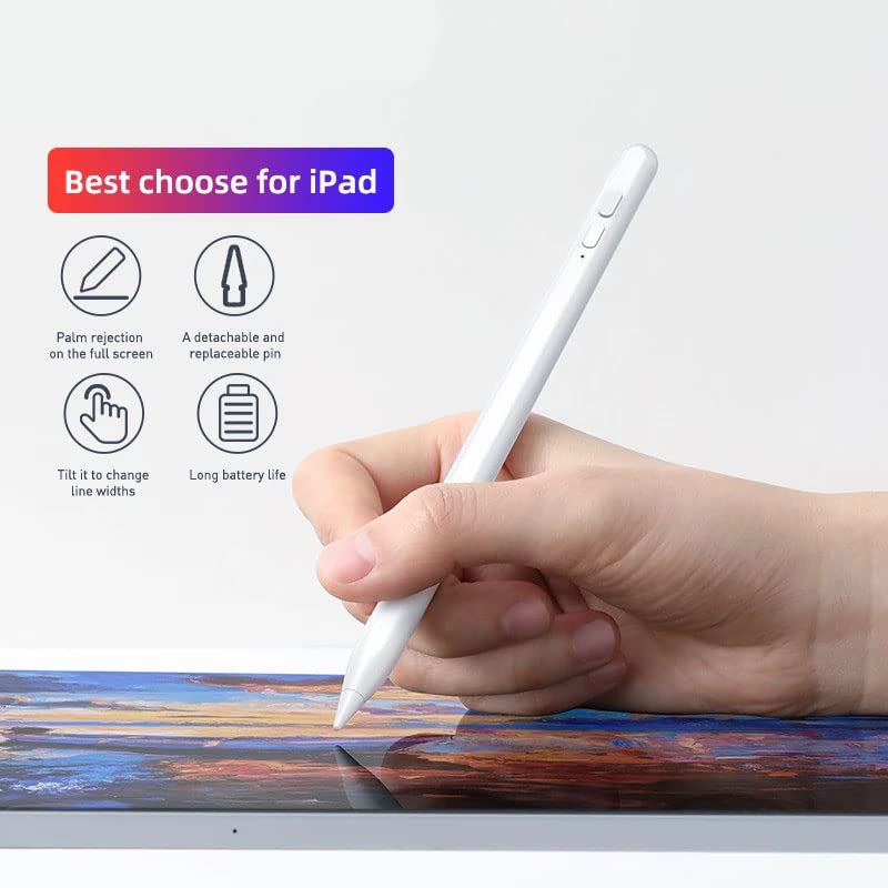 Hi-Lite Essentials Active Stylus Pen Compatible for iPad 2018 or Later, Pencil for iPad with Palm Rejection, Rechargeable Stylus for iPad 2018-2022