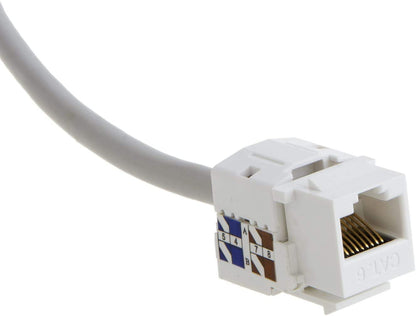 Hi-Lite Essentials Keystone RJ45 Connector, Cat6 Keystone Jacks Ethernet Cable Ends Keystone Modular Female Connectors Network Plug,White