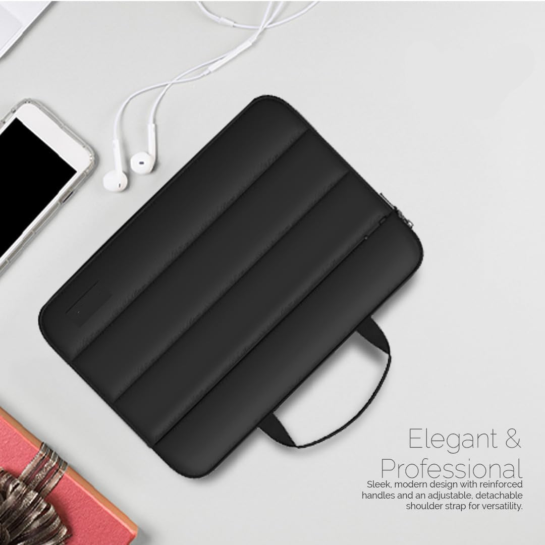 Premium Fluffy Laptop Sleeve 13.3"-14.5" Inch | Lightweight & Shockproof Protection | Puffy Laptop Bag Compatible for MacBook Air, MacBook Pro, Surface Pro X/7/6/5/4M, HP, Dell, ASUS and Lenovo (Black)