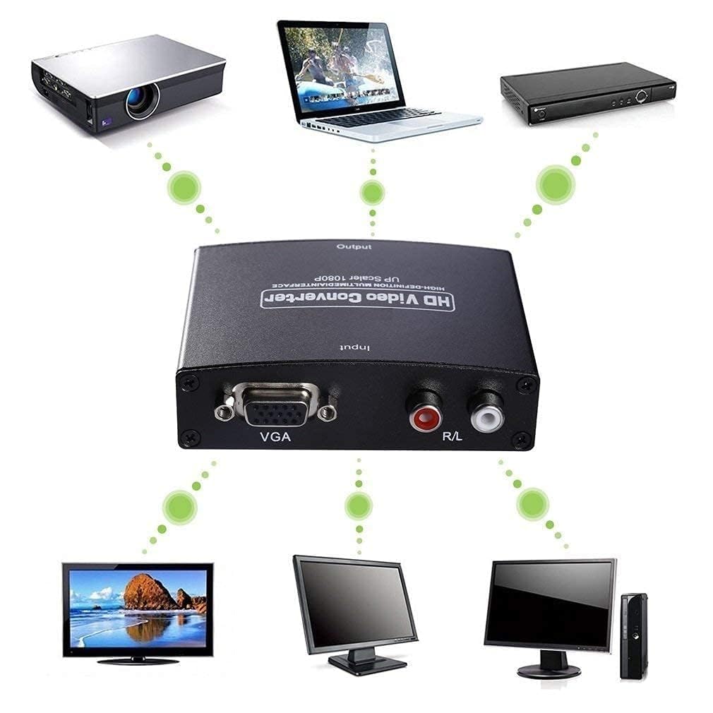 VGA to HDMI 1080p HD UPScaler Converter Box with Audio Adapter for HDTV/PC