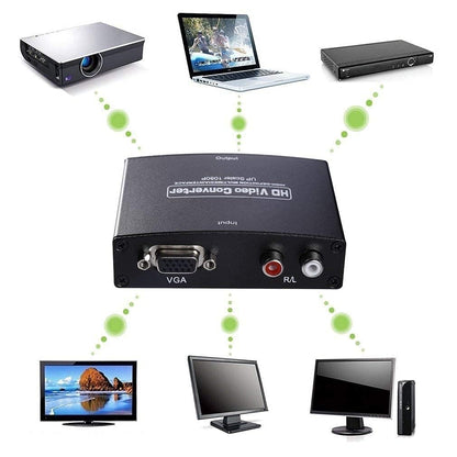 VGA to HDMI 1080p HD UPScaler Converter Box with Audio Adapter for HDTV/PC
