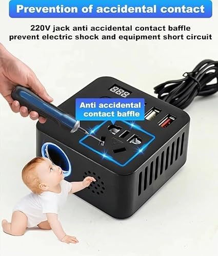 200W Car Power Inverter 12V DC to 220V AC Converter with 2 AC Universal Outlets, 30W PD USB-C, Dual USB QC 3.0 (18W+15W), Fast Car Charger for Laptop, Mobile & Electronic Devices