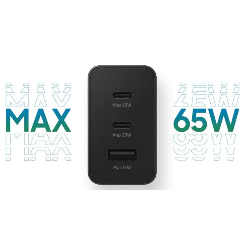 Samsung Imported 65W Trio Multi Port Fast Charging Adapter Compatible with Samsung S23 Ultra,S23 Plus,S23,S22 Ultra,S22 Plus,S22,S21 Ultra,Z Fold 1,2,3,4,5,Z Flip 1,2,3,4,5 (65 Watt Only Adapter)