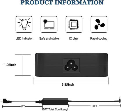 Asus 150W 20V 7.5A Laptop Charger Adapter AC Power Charger (Connector size:6.0*3.7mm)- Power Cable Included