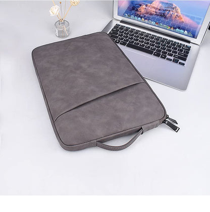 PU Leather Lightweight Zipper Bag For 15 inch Laptops - Off White
