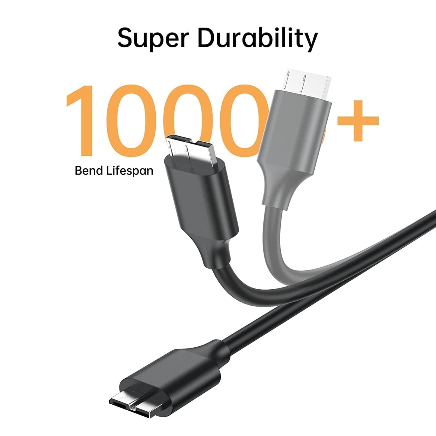 USB Type C to USB 3.0 External Hard Disk Cable, 10Gbps Fast Charging & Syncing Cord Compatible with Portable External Hard Drives WD, Seagate Expansion, Toshiba, LaCie, Maxtor, 50 CM