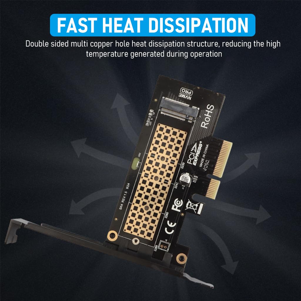 M.2 NVMe to PCI-E X4 Adapter High Speed M.2 NVMe to PCI-E X4 Adapter Universal M.2 NVMe to PCI-E X4 Interface Compatible with M.2 NVme2230/2242/2260/2280
