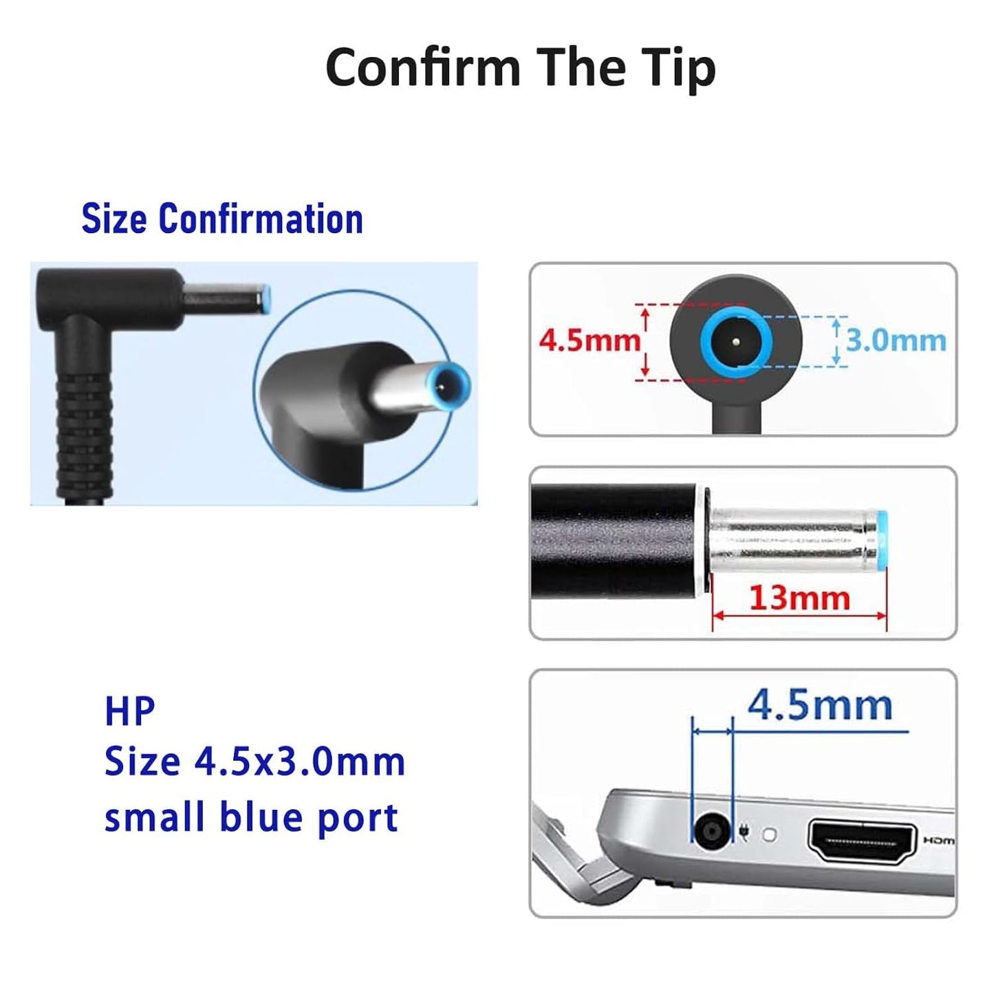 Hi-Lite Essentials USB C to HP Blue Pin Laptop Charging Converter, 4.5 x 3.0mm 100W PD Power Charger Connector Tip (Does not work with Mobile Chargers)