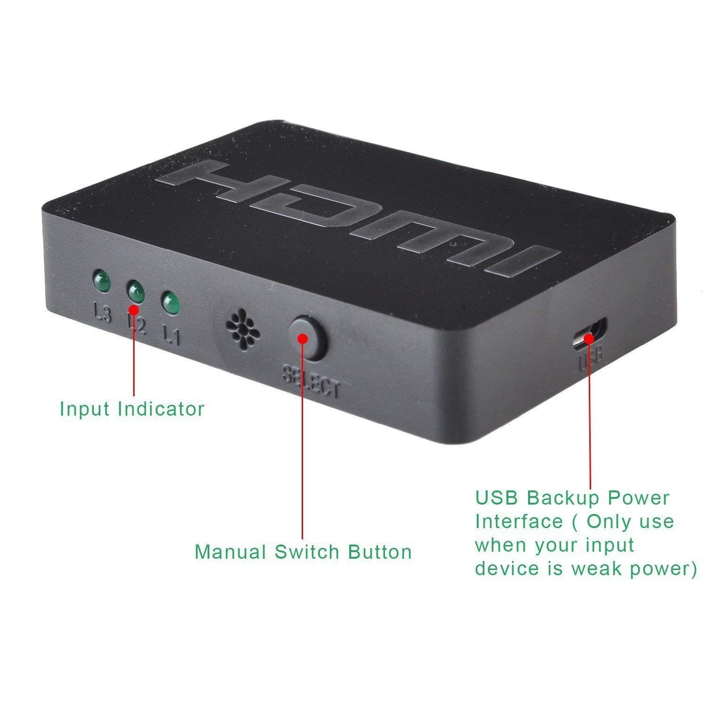 JSAUX 3 IN 1 OUT HDMI Switch with Wireless Remote, 3 Port in 1 Out Support 3D Full HD