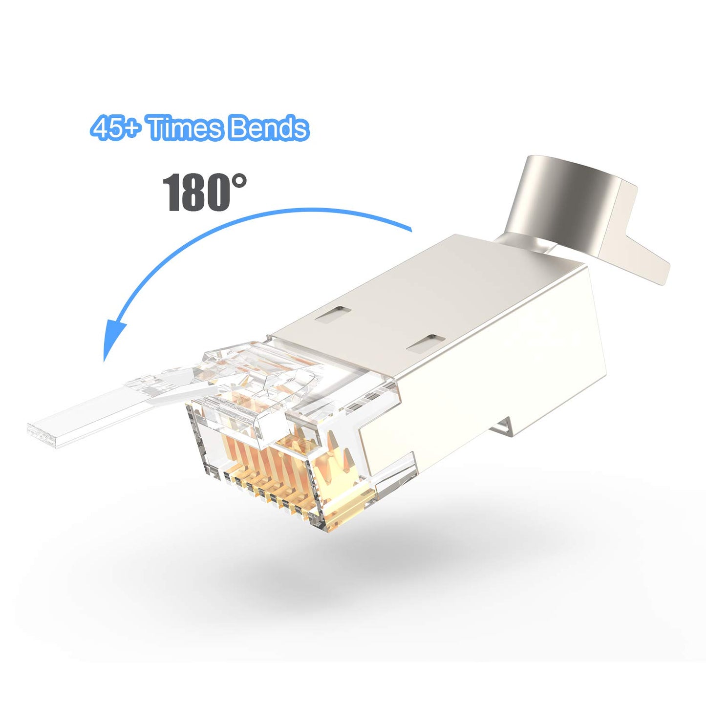 CAT 6a / CAT 7 Metal Shielded RJ45 Connectors,Cat 7 FTP 8P8C Modular Network Plug RJ 45 Cable Crimp Connector (Wire Hole 1.45mm/0.057in)