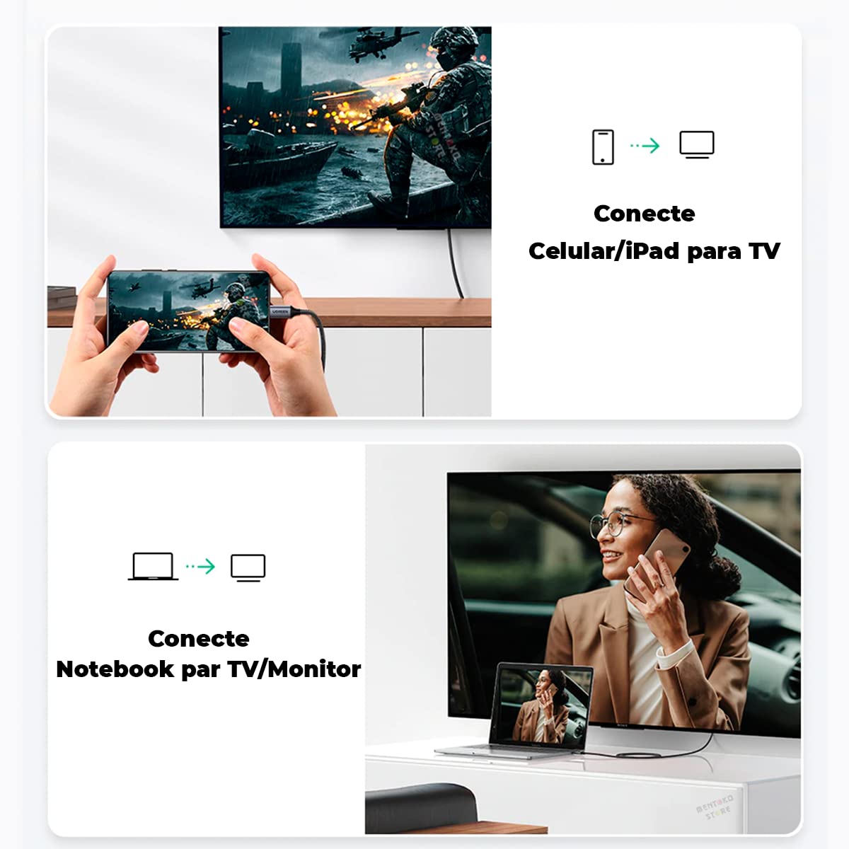 Kelingtone 1.5M USB Type C to HDMI Cable Aluminum Shell Thunderbolt 3, 4K@30Hz Male to Male