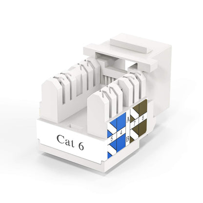 Hi-Lite Essentials Keystone RJ45 Connector, Cat6 Keystone Jacks Ethernet Cable Ends Keystone Modular Female Connectors Network Plug,White