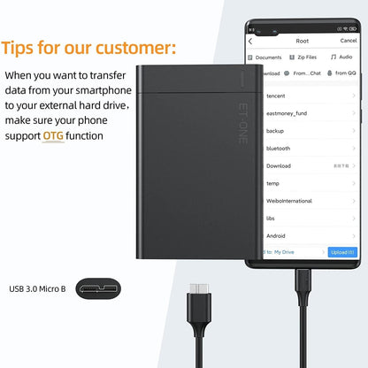 USB Type C to USB 3.0 External Hard Disk Cable, 10Gbps Fast Charging & Syncing Cord Compatible with Portable External Hard Drives WD, Seagate Expansion, Toshiba, LaCie, Maxtor, 50 CM