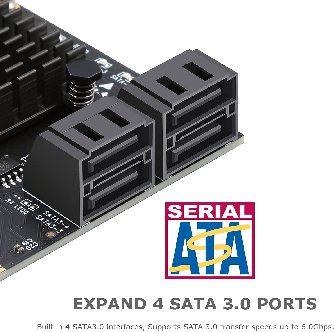 PCIE 4 Port SATA Controller Expansion Card with Low Profile Bracket, Marvell 9215 Non-Raid, Boot as System Disk, Support 4 SATA 3.0 Devices