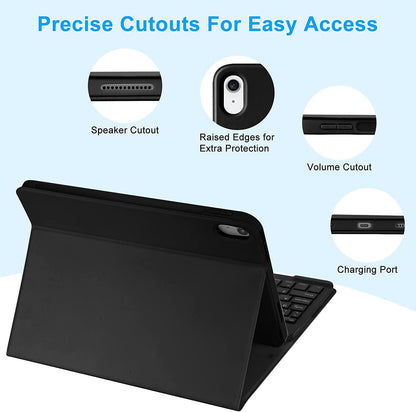 Hi-Lite Essentials iPad Cover Case with Keyboard for iPad 11 (A16, 2025) & 10th Gen with Multi Viewing Angle, PU Leather, Magnetic Detachable Wireless Keyboard case, Pencil Holder